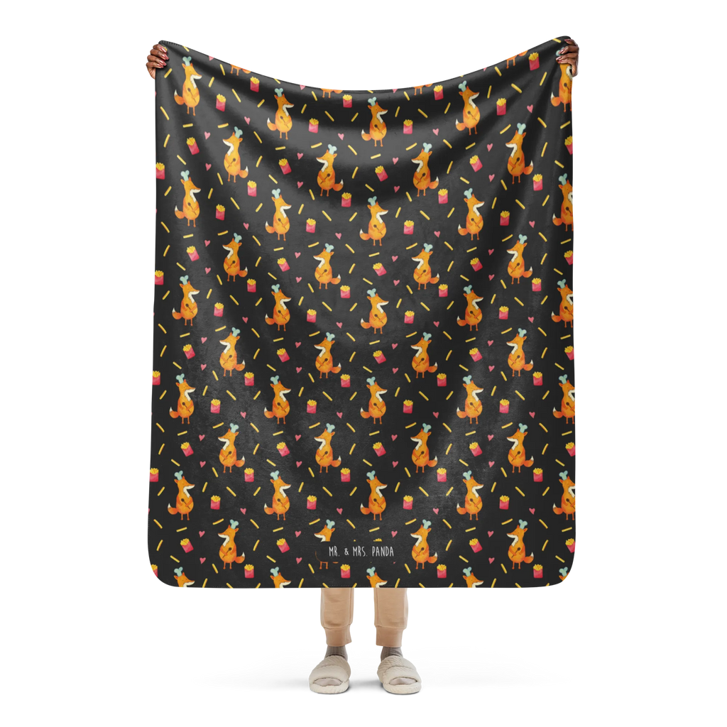 Sherpa cuddly blanket Fox Fries Fuchs, Pommes, Fuchs Muster, Pommes Muster, Pomes Frites