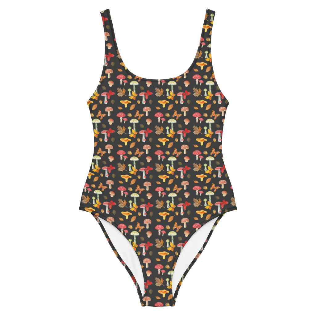Strój kąpielowy Grzyby motyle Luxus-Bademode, Badebekleidung, Rückenfreier Badeanzug, Bademode, Swimsuit, Badeanzug, Nachtfalter, Schmetterling Muster, Pilz Muster, Pilze, Schmetterlinge
