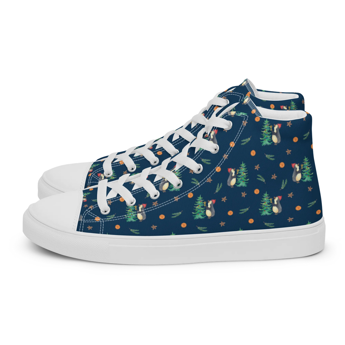 Damen Sneaker Pinguin Weihnachtsbaum Muster