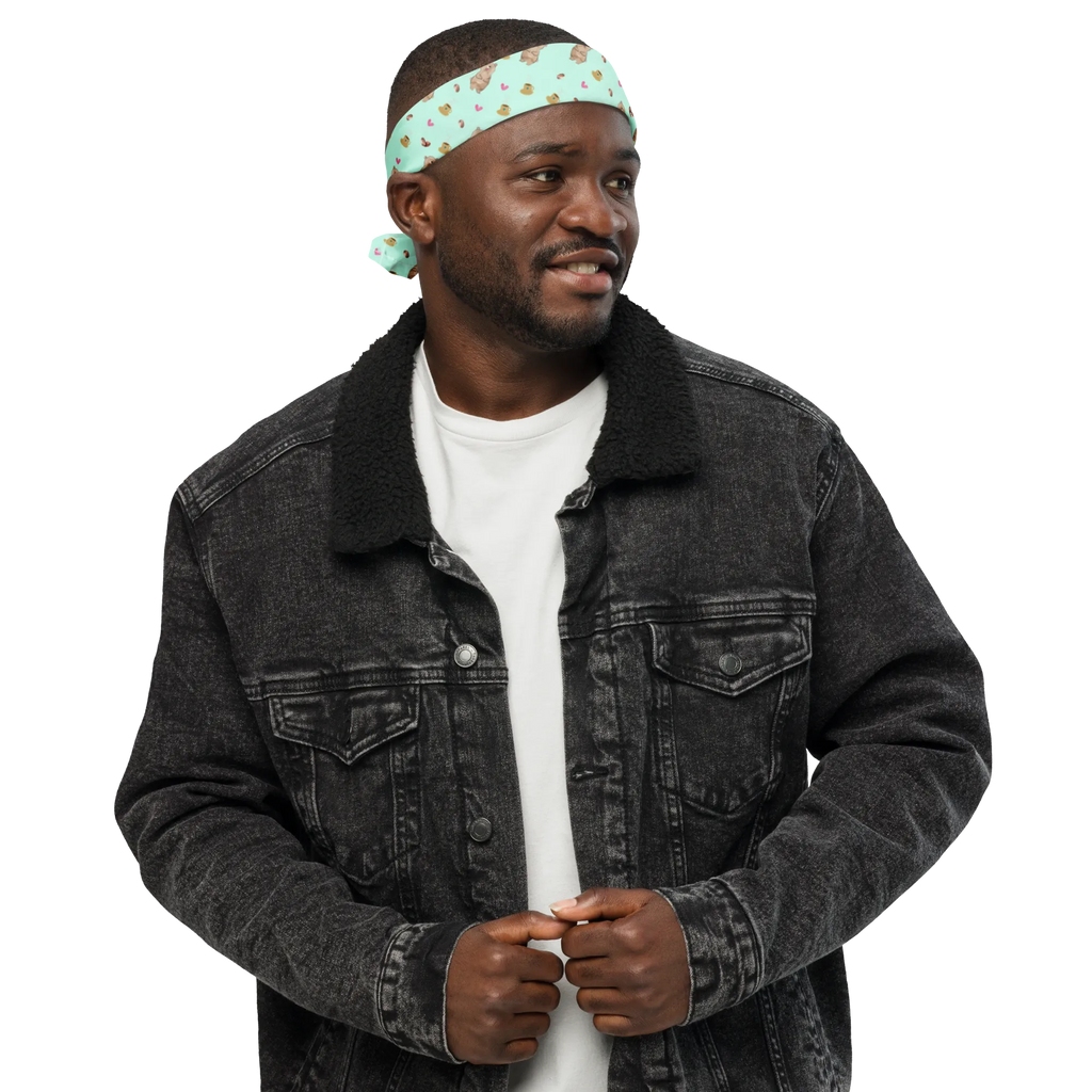 Bandana niedźwiedź kawa Sport Bandana, Bandana, Sportbandana, Kopftuch, Design Bandana, Bandana kaufen, Halstuch, Multifunktionstuch, Bandana Tuch, Kaffee, Kaffee Muster, Bär, Kaffeebohne, Herz Muster, Herz, Muster, Bär Muster