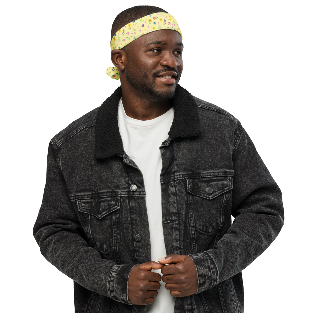 Bandana Bunte Blumenwiese Muster Design Bandana, Sportbandana, Bandana, Multifunktionstuch, Kopftuch, Halstuch, Bandana Tuch, Bandana kaufen, Sport Bandana, Wildblumen Muster, Blumen Muster, Blumenwiese, Flower Power, Blumenmädchen