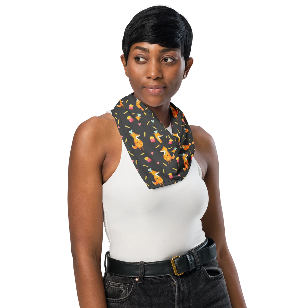 Bandana lis frytki Sport Bandana, Design Bandana, Kopftuch, Halstuch, Bandana kaufen, Bandana, Bandana Tuch, Sportbandana, Multifunktionstuch, Pommes Muster, Fuchs Muster, Pomes Frites, Fuchs, Pommes