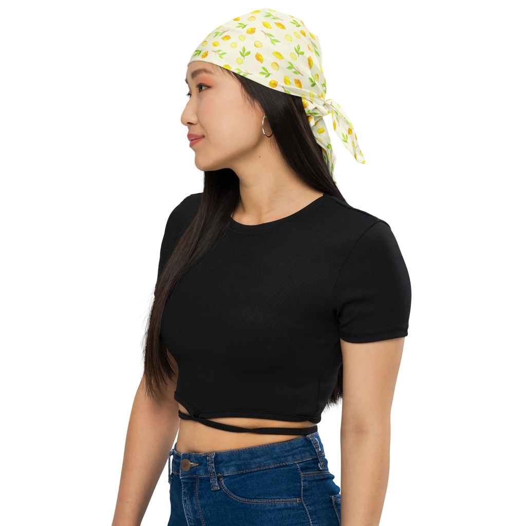 Bandana Frische Zitronen Muster Bandana Tuch, Multifunktionstuch, Bandana, Design Bandana, Sportbandana, Sport Bandana, Bandana kaufen, Kopftuch, Halstuch, Zitrone, Zitronen Muster, Zitrusfrüchte Muster