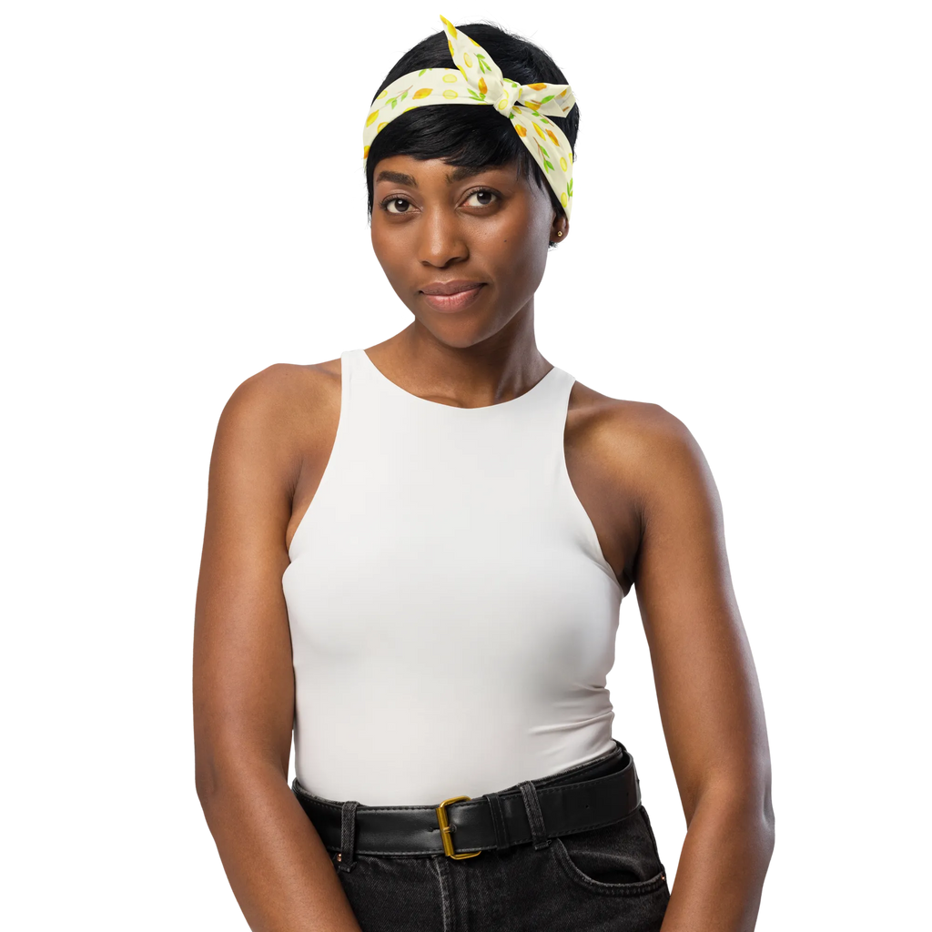 Bandana Frische Zitronen Muster Bandana Tuch, Multifunktionstuch, Bandana, Design Bandana, Sportbandana, Sport Bandana, Bandana kaufen, Kopftuch, Halstuch, Zitrone, Zitronen Muster, Zitrusfrüchte Muster