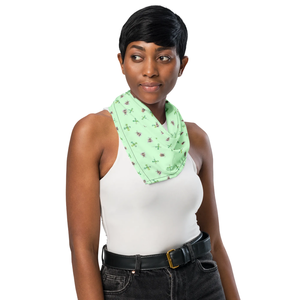 Bandana Hummeln Kleeblatt Muster Bandana Tuch, Kopftuch, Bandana kaufen, Multifunktionstuch, Sportbandana, Bandana, Halstuch, Design Bandana, Sport Bandana, Tiermotive, Gute Laune, lustige Sprüche, Tiere, Spruch schön, glücklich sein, Spruch fröhlich, Spruch positiv, Hummel, Biene, Biene Deko, glücklich werden