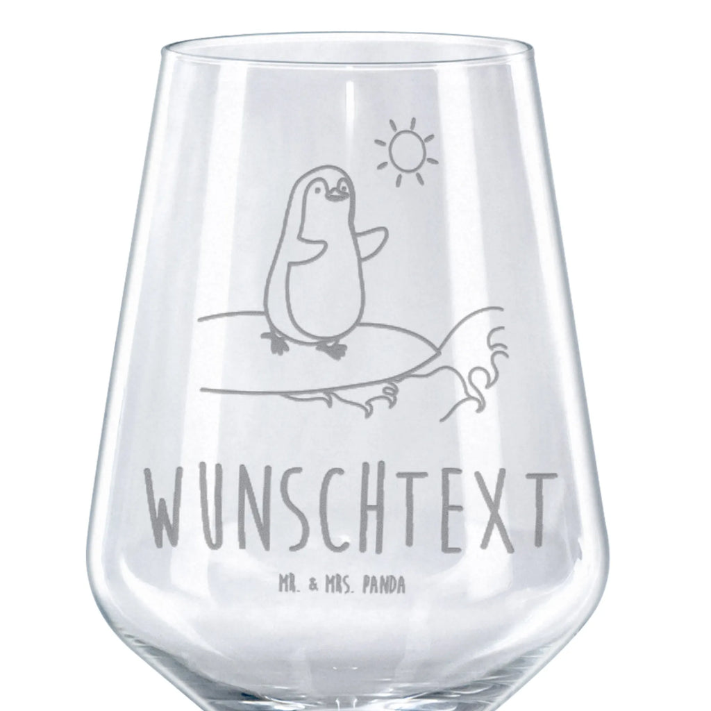 Personalized Red Wine Glass Penguin surfer Penguin, North Pole, Winter, Penguins, surfing, wave riding, Hawaii, penguins, holidays, Portugal, surfers, waves