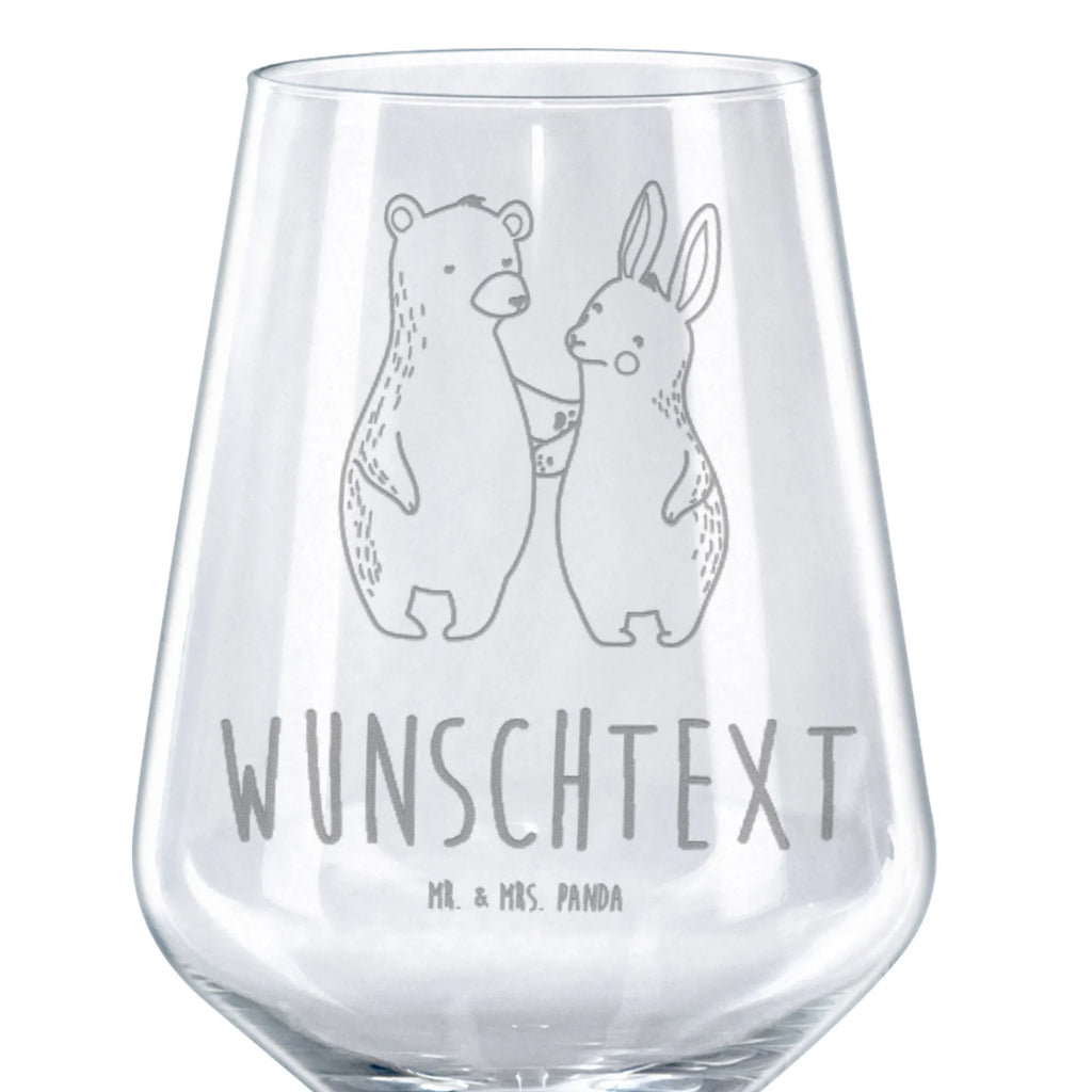 Personalized Red Wine Glass bear and rabbit Embrace Love, Loving, Two, Together, Marriage, Engagement, Proposal of marriage, Love gift, gift for her, gift for him, anniversary gift, bear, friends, best friends, best friend, rabbit