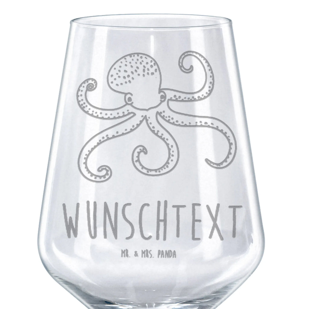 Personalized Red Wine Glass Squid small animals, cute, funny, cute animal motives, hand drawn, small world, funny sayings, good mood, happy, gifts, gift ideas, special gifts, animal lover, card, sea animal, octopus, arms, ocean, water, squid, sea