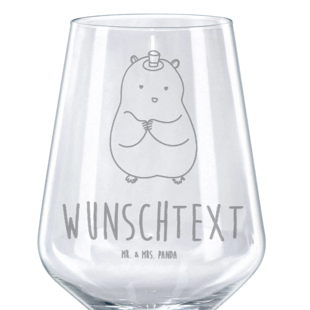 Personalized Red Wine Glass hamster cap small animals, cute, funny, cute animal motives, hand drawn, small world, funny sayings, good mood, happy, gifts, gift ideas, special gifts, animal lover, card, hat, magician, top hat, dwarf hamster, Houdini, wizard, Hamster