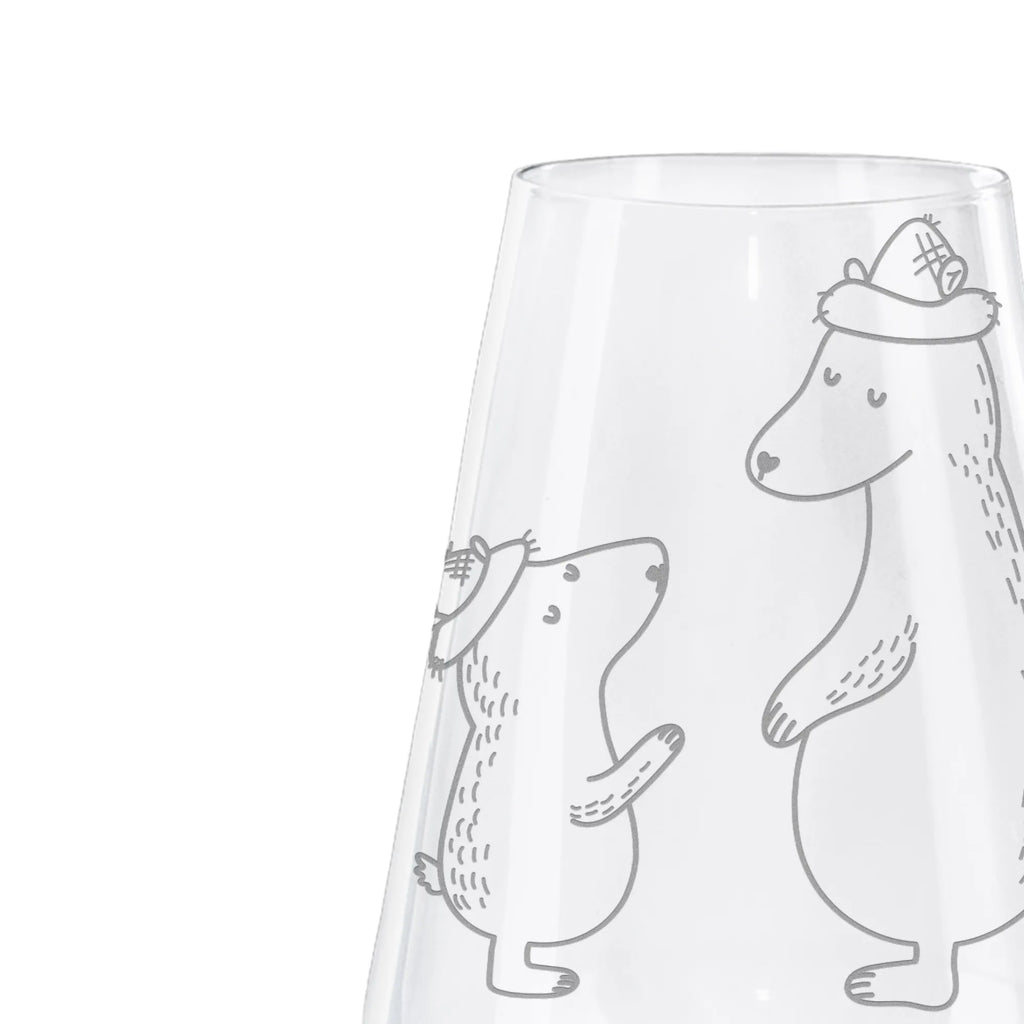 Kieliszek do białego wina Niedźwiedzie z kapeluszami Rodzina, Dzień Ojca, Dzień Matki, brat, siostra, mama, tata, babcia, dziadek