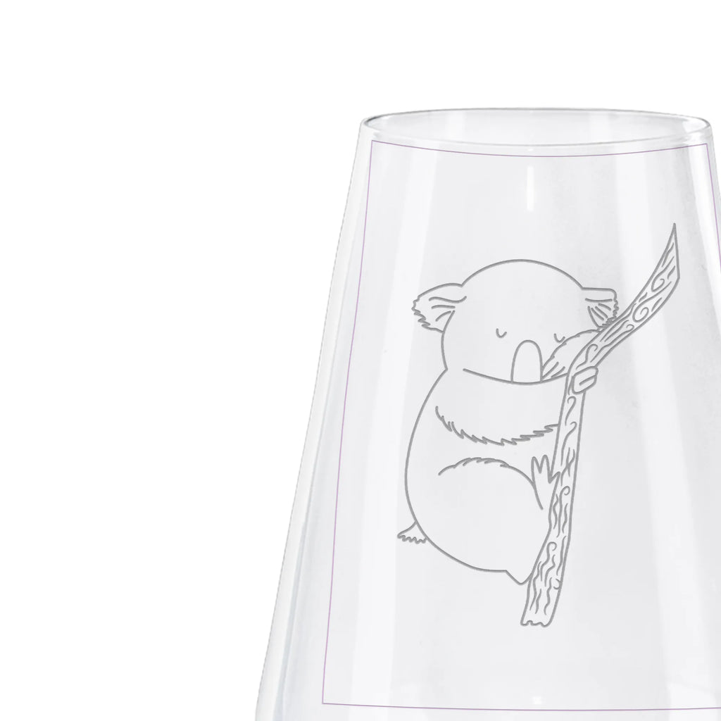 White Wine Glass koala small animals, cute, funny, cute animal motives, hand drawn, small world, funny sayings, good mood, happy, gifts, gift ideas, special gifts, animal lover, card, sleeping, bedroom, dream, koala bear, bear, dreamland, Koala