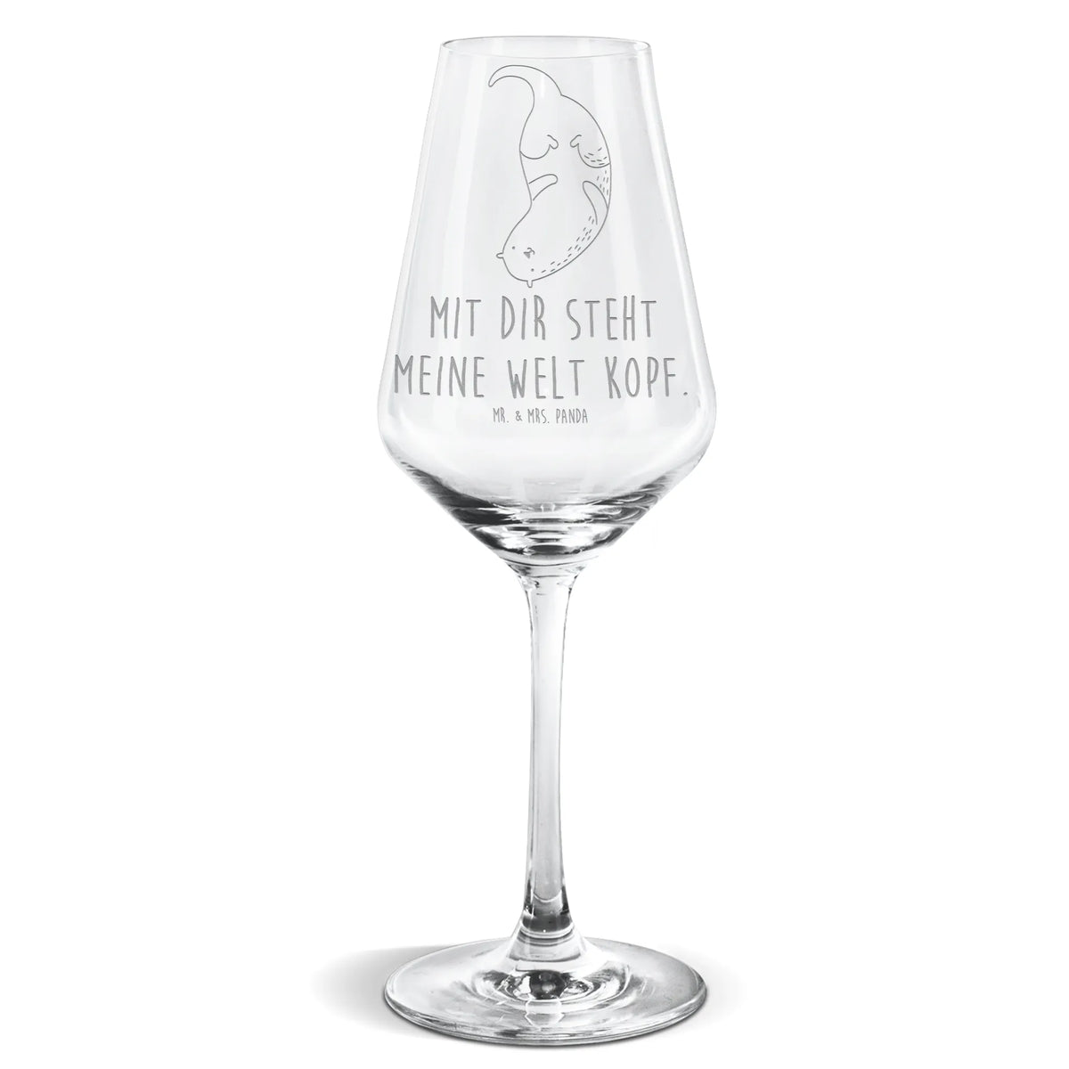 Kieliszek do białego wina wydra Do góry nogami Weißweinkelch, Panda Weinglas, Mr. & Mrs. Panda Weinglas, wein glas, Weißwein Glas, Weinglas Für Weißwein, Weißwein Kelch, Weinglas, Otter, Fischotter, Seeotter, Otter Seeotter See Otter