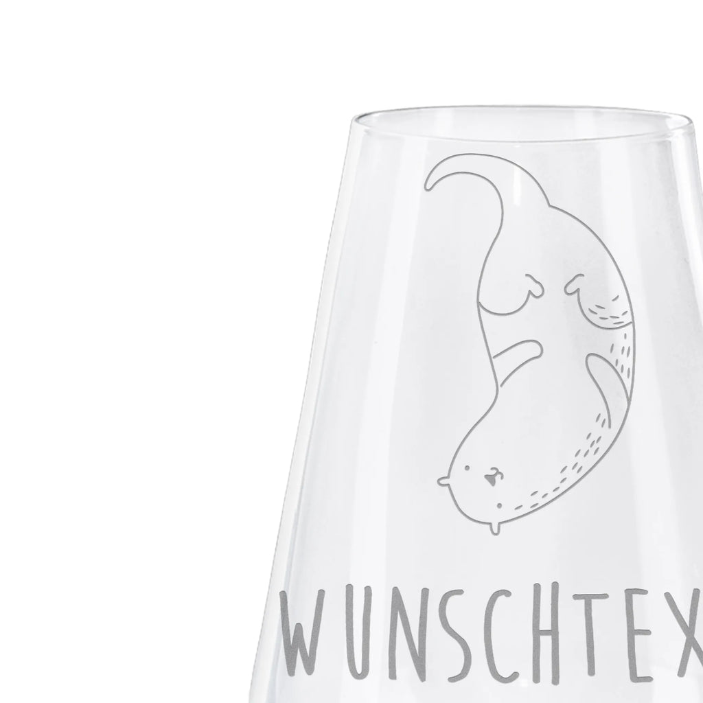 Personalized White Wine Glass otter upside down otter, marten, sea otter, European otter, water mammal, aquatic animal, baby otter, predator, water, otter gifts, animal lover, gift ideas for animal lovers, animal, mammal, water animal, gifts for people in love, Otter Sea Otter Lake Otter