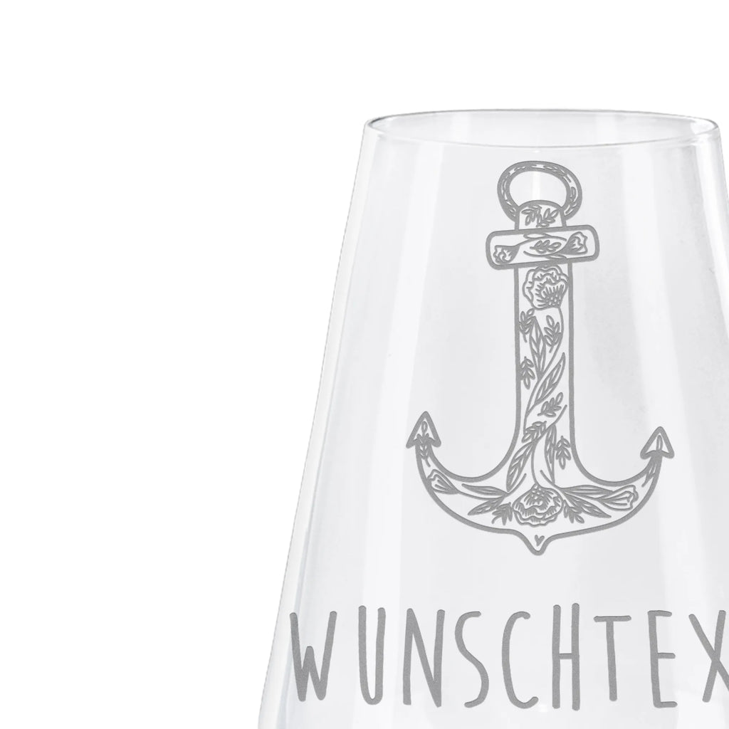 Personalized White Wine Glass anchor Blue small animals, cute, funny, cute animal motives, hand drawn, small world, funny sayings, good mood, happy, gifts, gift ideas, special gifts, animal lover, card