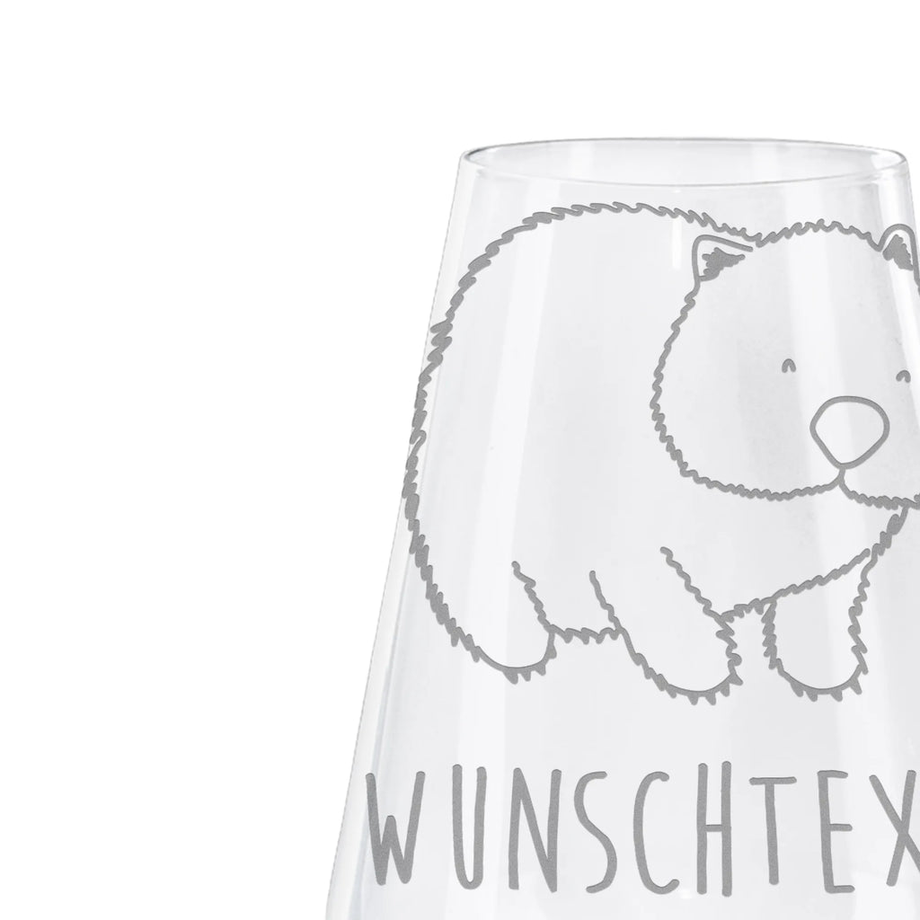 Personalized White Wine Glass Wombat small animals, cute, funny, cute animal motives, hand drawn, small world, funny sayings, good mood, happy, gifts, gift ideas, special gifts, animal lover, card, saying, Australia, Wombat, life is beautiful, motivation