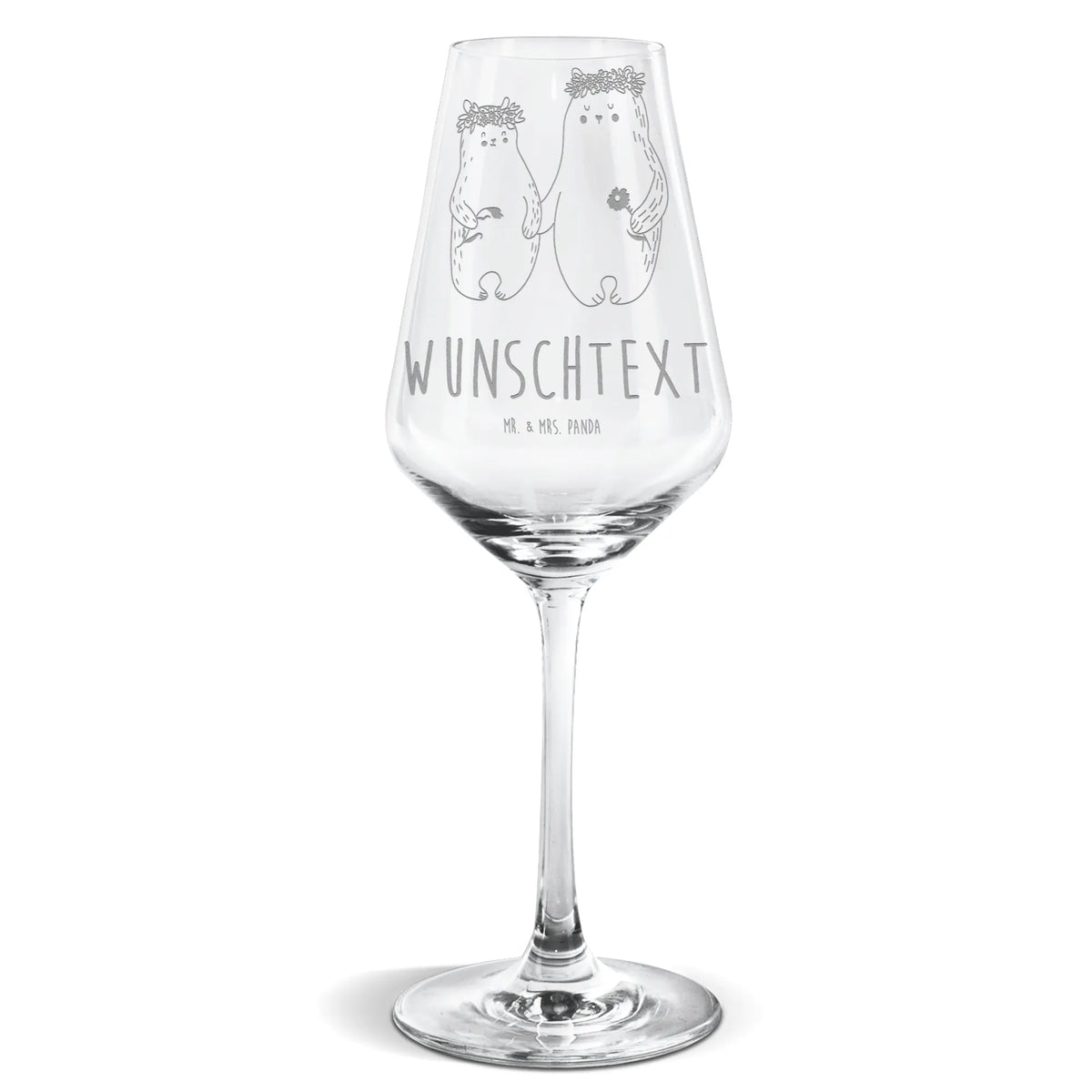 Personalized White Wine Glass Bears with flower crown Family, Father's Day, Mother's Day, brother, sister, Mom, Dad, family, gift mommy. mother's day, best mommy, daughters, mom, mommy, world best mommy, role model, bears, child, daughter, children, favorite person, Bear, favorite mommy