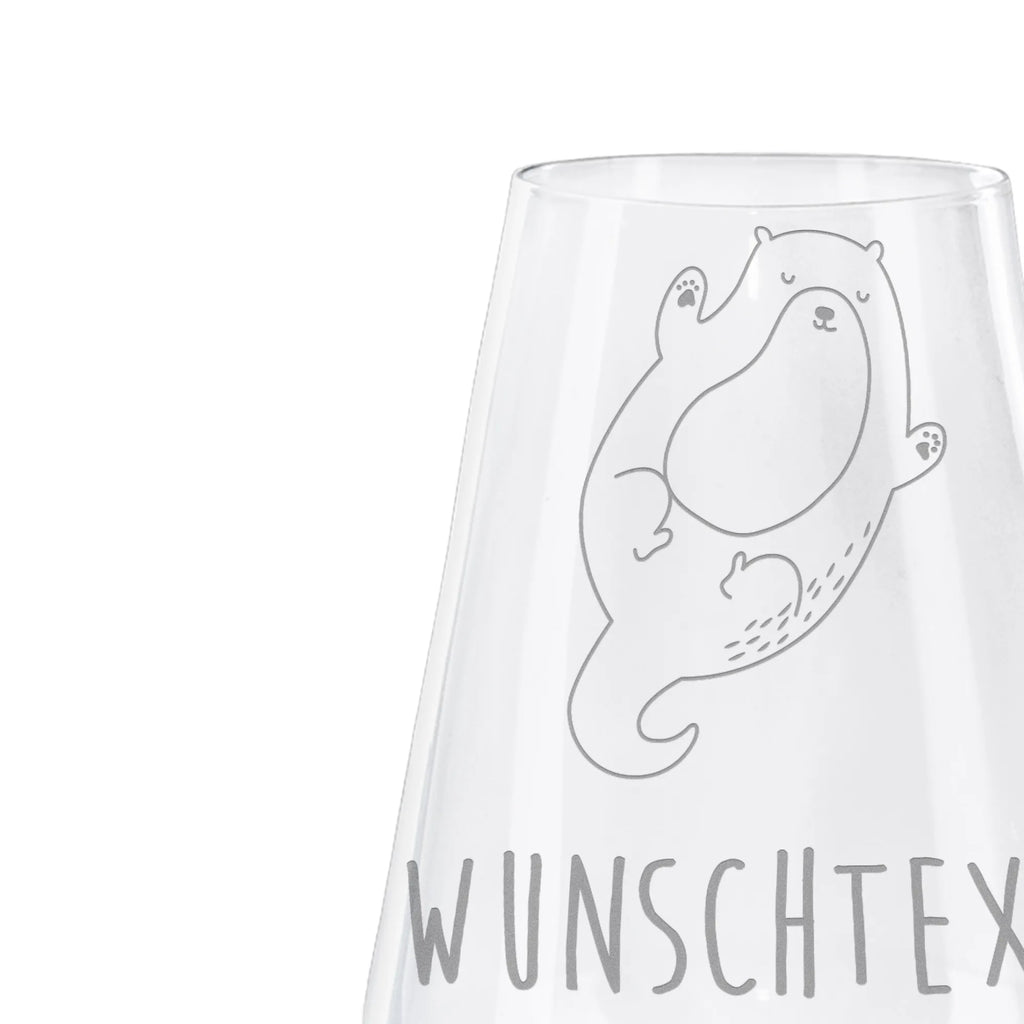 Personalized White Wine Glass otter Embrace otter, marten, sea otter, European otter, water mammal, aquatic animal, baby otter, predator, water, otter gifts, animal lover, gift ideas for animal lovers, animal, mammal, water animal, gifts for people in love, Otter Sea Otter Lake Otter