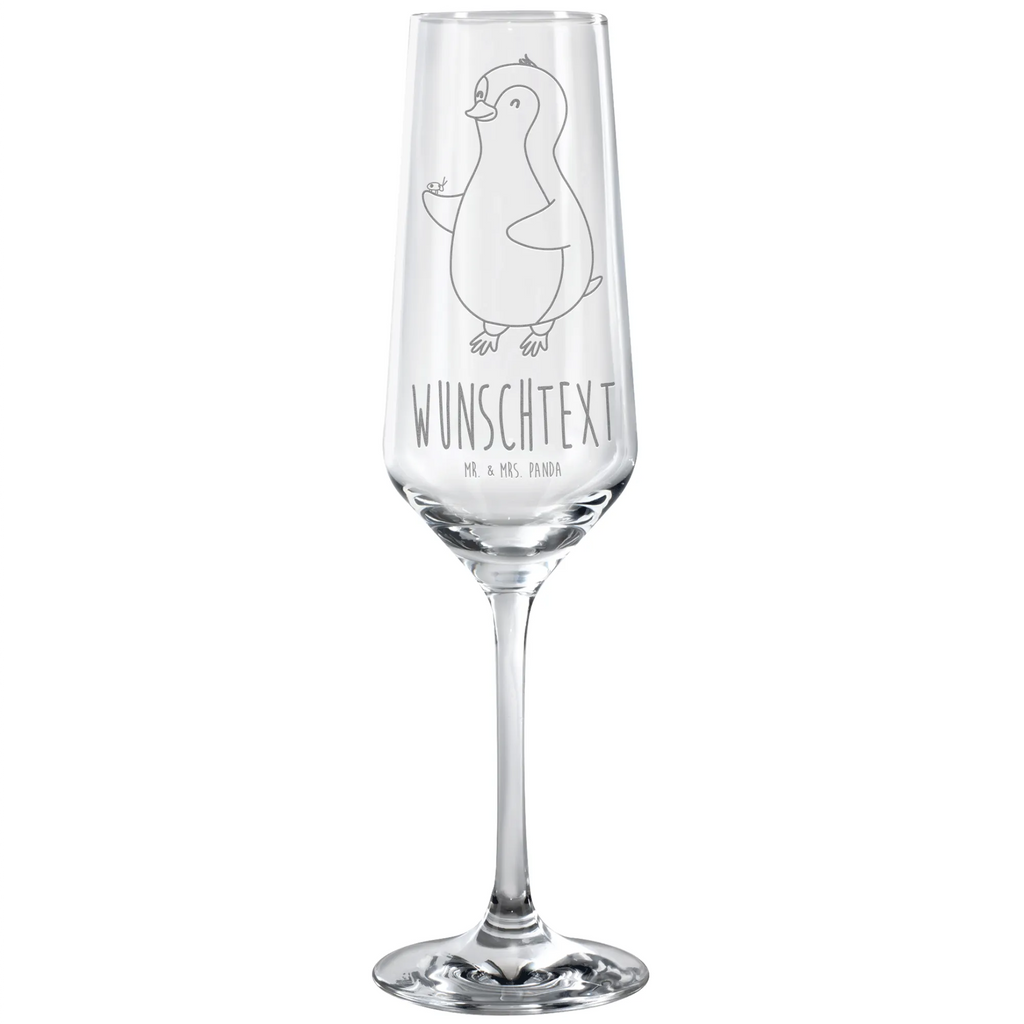Personalized Sparkling Wine Glass Penguin ladybug Penguin, North Pole, Winter, Penguins, joy of life, happiness, ladybird, joy, love, penguins, wonder
