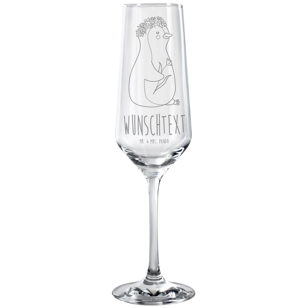Personalized Sparkling Wine Glass Penguin Flower Penguin, North Pole, Winter, Penguins, goals, gift idea, love of life, life, universe, goals in life, motivation, lovesickness, wreath of flowers, wishes, penguins