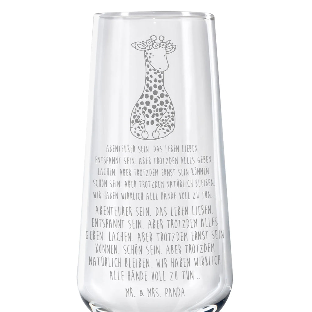 Sparkling wine glass giraffe flower wreath Africa, giraffe, wreath of flowers, friend, adventurer, self-love