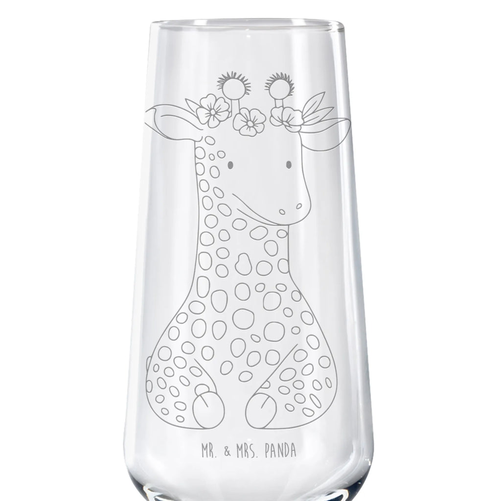 Sparkling wine glass giraffe flower wreath Africa, giraffe, wreath of flowers, friend, adventurer, self-love