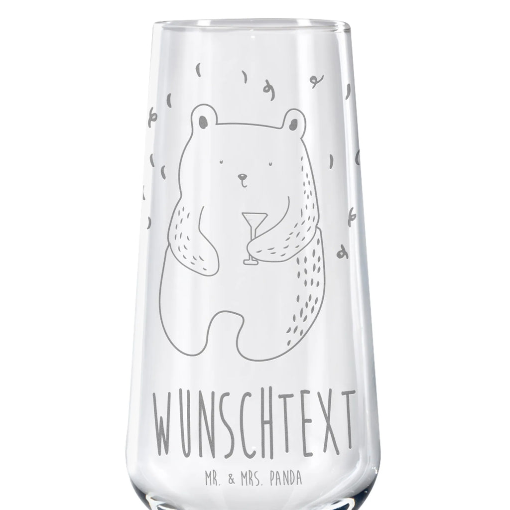Personalized Sparkling Wine Glass bear party bear, teddy, teddy bear, cuddly toy, Bring a present, Present, Partying, Celebrate, Birthday, Birthday present, Good mood, Funny, Party