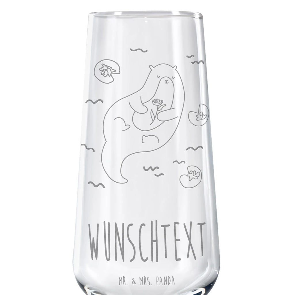 Personalized Sparkling Wine Glass otter Water Lily otter, marten, sea otter, European otter, water mammal, aquatic animal, baby otter, predator, water, otter gifts, animal lover, gift ideas for animal lovers, animal, mammal, water animal, gifts for people in love
