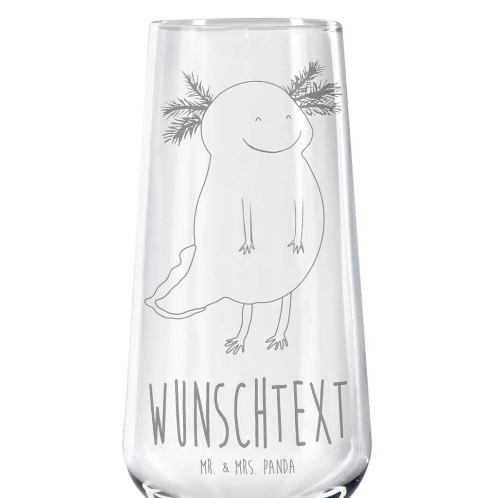 Personalized Sparkling Wine Glass axolotl Happy Axolotl, Axelotl, marine animals, Mexican walking fish, salamander, good mood, tail, motivation, axolot, amphibian, axolotl