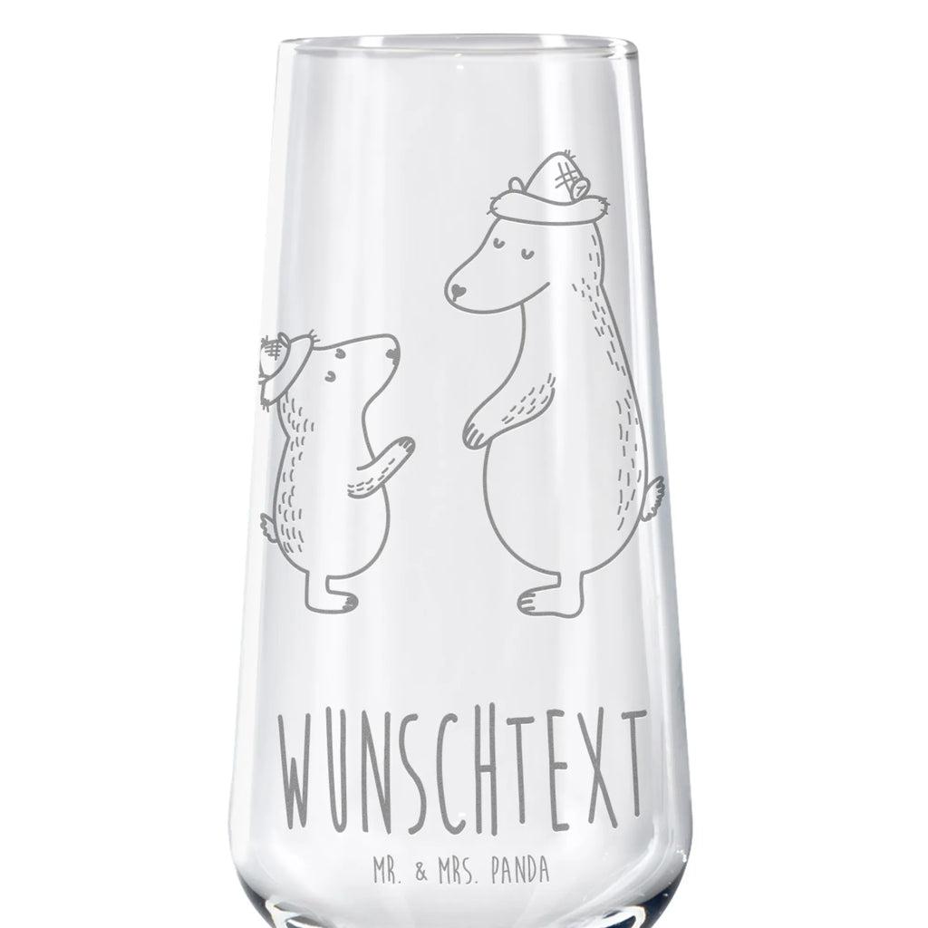 Personalized Sparkling Wine Glass Bears with hats Family, Father's Day, Mother's Day, brother, sister, Mom, Dad, family, child, bear, children, father's day, dad, sons, favourite person, daddy, son, father, role model, father-son