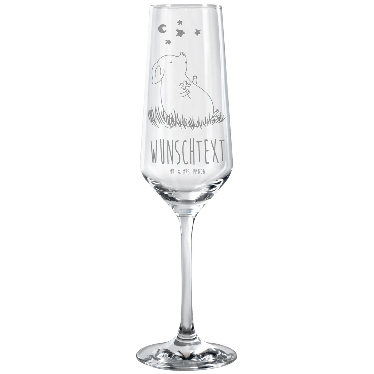 Personalized Sparkling Wine Glass Pig Luck card, gift ideas, gifts, small animals, cute, cute animal motives, hand drawn, funny sayings, good mood, special gifts, animal lover, lucky charm, piglet, asterisks, stars, goals, Lucky bastard. Luck