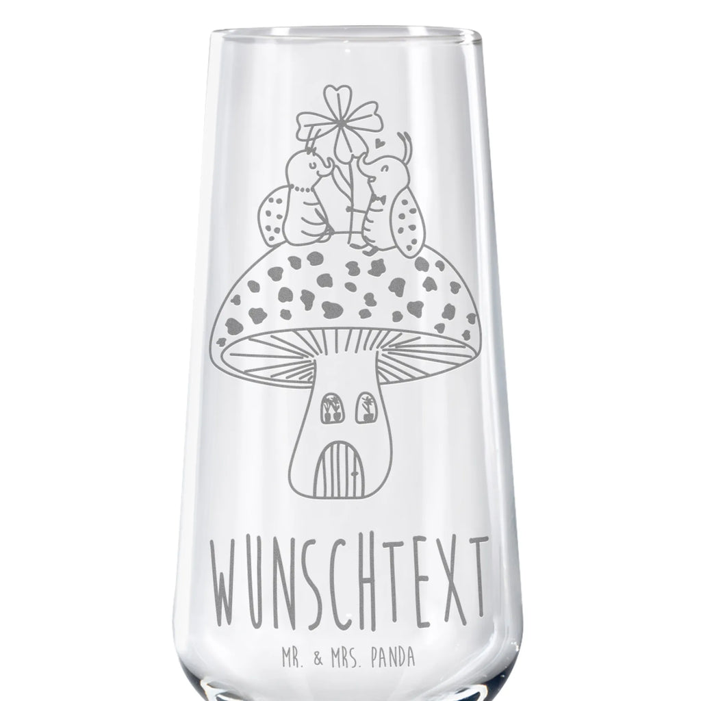Personalized Sparkling Wine Glass ladybug toadstool small animals, cute, funny, cute animal motives, hand drawn, small world, funny sayings, good mood, happy, gifts, gift ideas, special gifts, animal lover, card, toadstool, house of fleshy fungi, ladybird, at home, house, flat