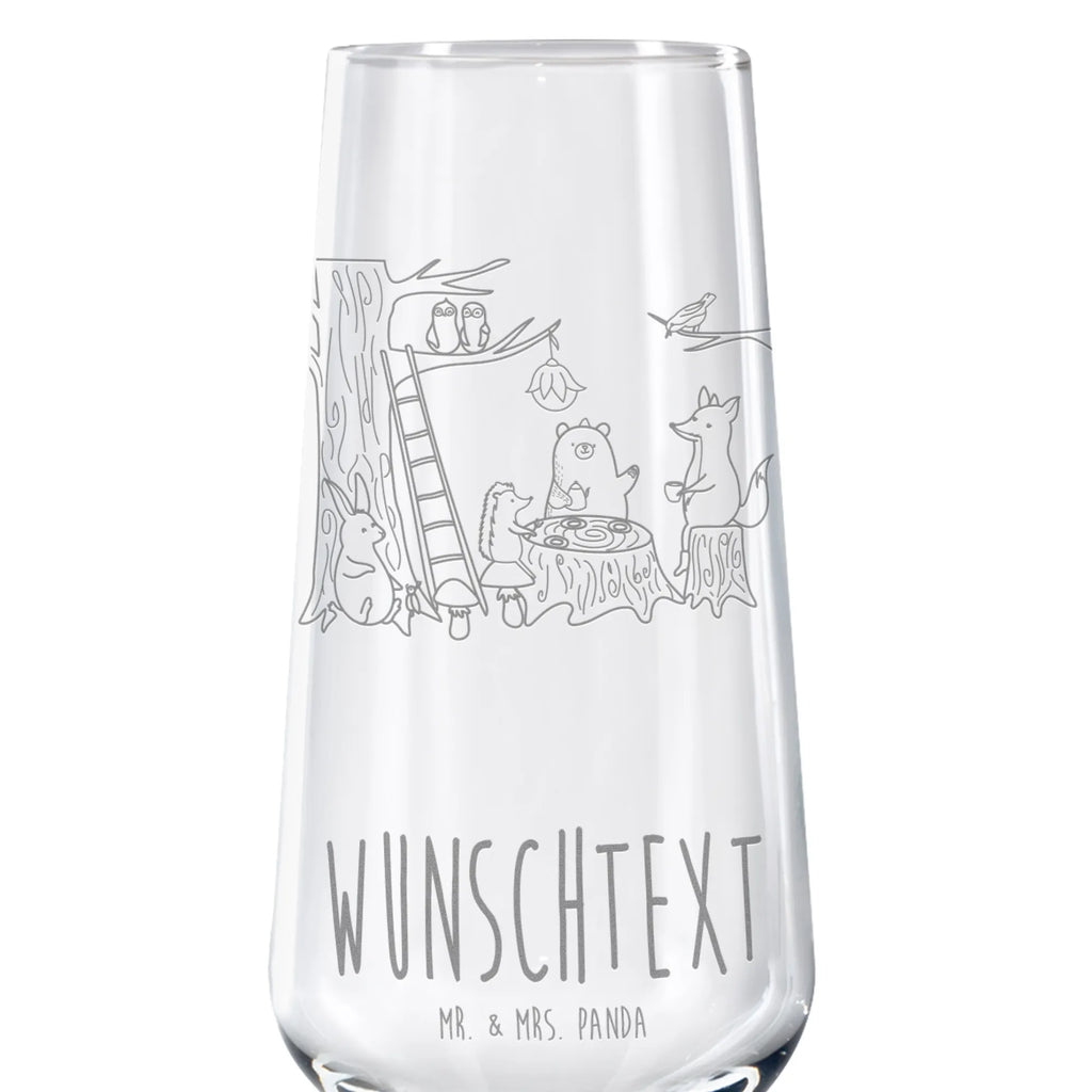 Personalized Sparkling Wine Glass forest animals picnic small animals, cute, funny, cute animal motives, hand drawn, small world, funny sayings, good mood, happy, gifts, gift ideas, special gifts, animal lover, card, mouse, squirrel, hedgehog, fox, picnic, hare, forest animals, forest