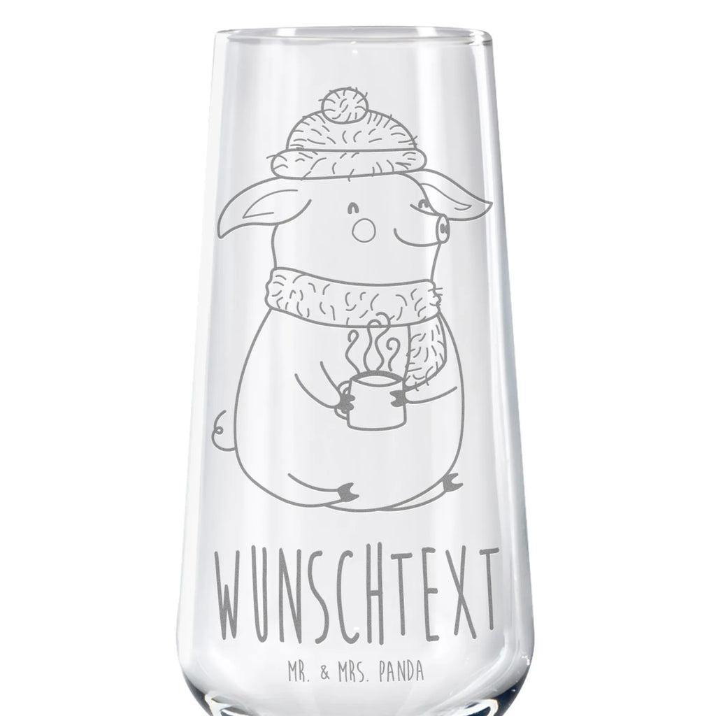 Personalized Sparkling Wine Glass piggy Mulled wine Winter, Christmas, Christmas time, snow, Christmas market, mulled wine, saying, drunk