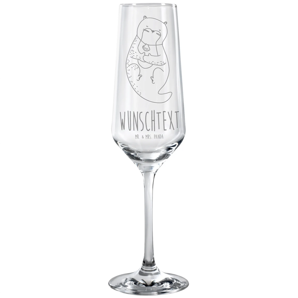 Personalized Sparkling Wine Glass otter shell otter, marten, sea otter, European otter, water mammal, aquatic animal, baby otter, predator, water, otter gifts, animal lover, gift ideas for animal lovers, animal, mammal, water animal, gifts for people in love, office, daydreaming, otter love, dreaming, motivation, brooding