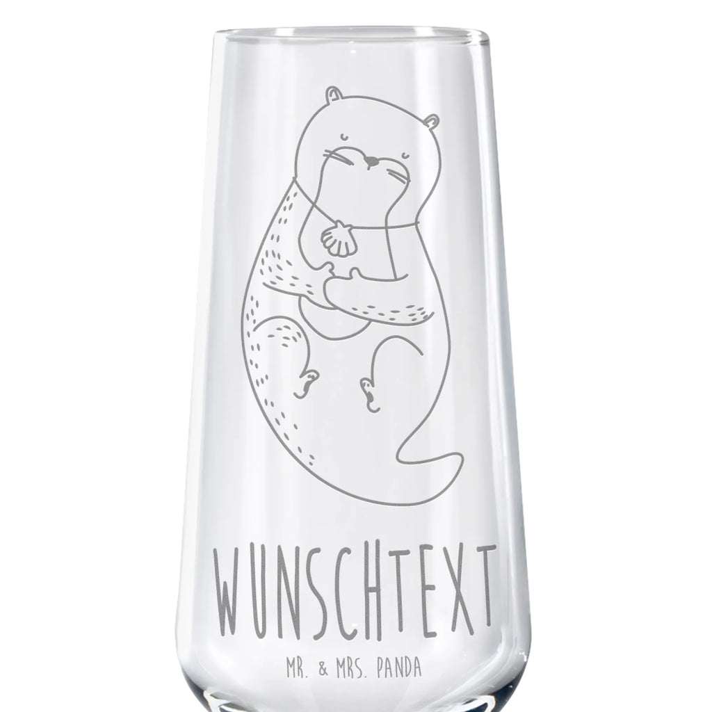 Personalized Sparkling Wine Glass otter shell otter, marten, sea otter, European otter, water mammal, aquatic animal, baby otter, predator, water, otter gifts, animal lover, gift ideas for animal lovers, animal, mammal, water animal, gifts for people in love, office, daydreaming, otter love, dreaming, motivation, brooding