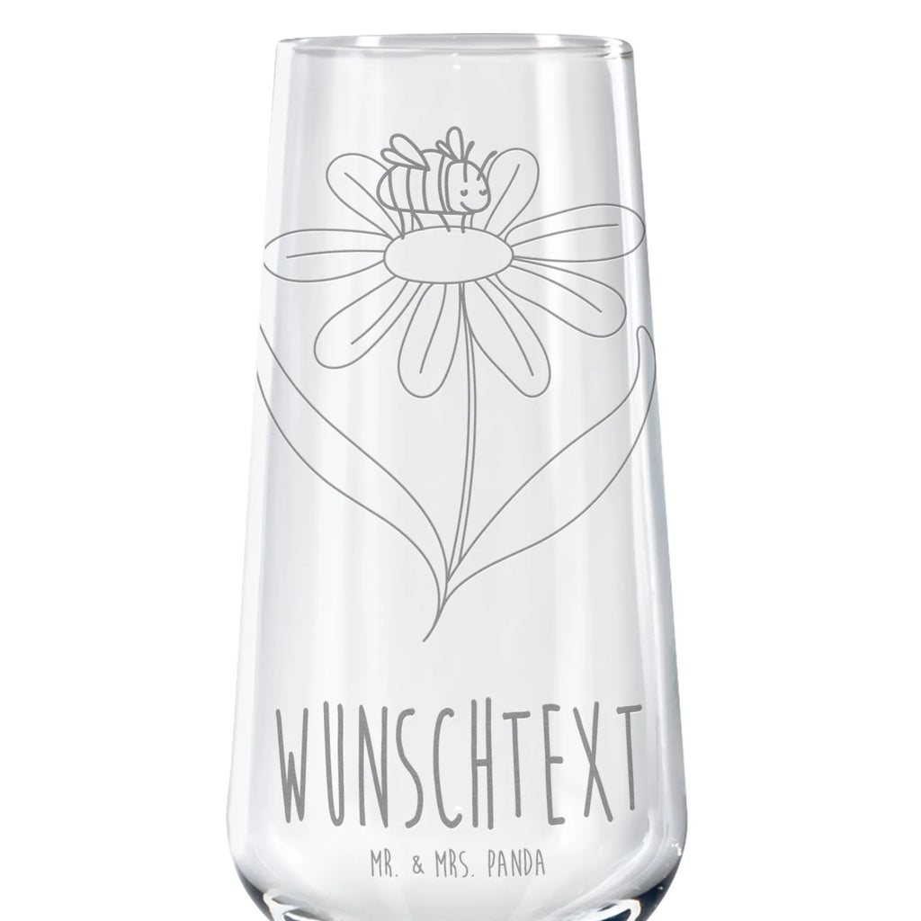 Personalized Sparkling Wine Glass bumblebee flower small animals, cute, funny, cute animal motives, hand drawn, small world, funny sayings, good mood, happy, gifts, gift ideas, special gifts, animal lover, card, bumblebees, wasp, bee, bumble bee, flower, field, fluffy, nature