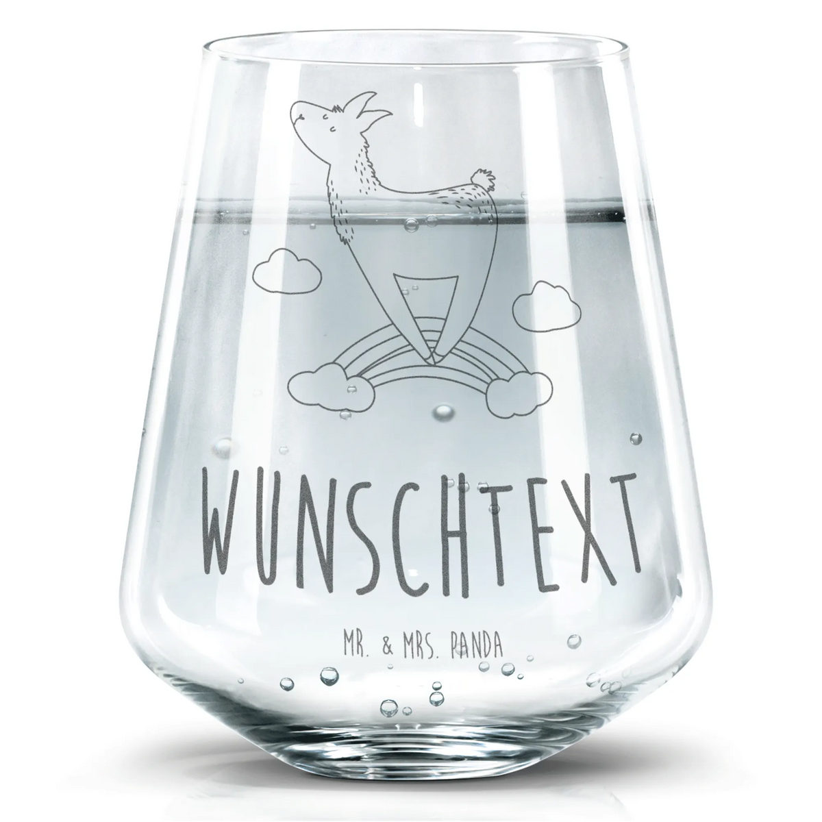 Personalized Drinking Glass lama rainbow Llama, alpaca, trendy animal, Self-employed, School, Outsider, Cloud country, Rainbow, Freedom