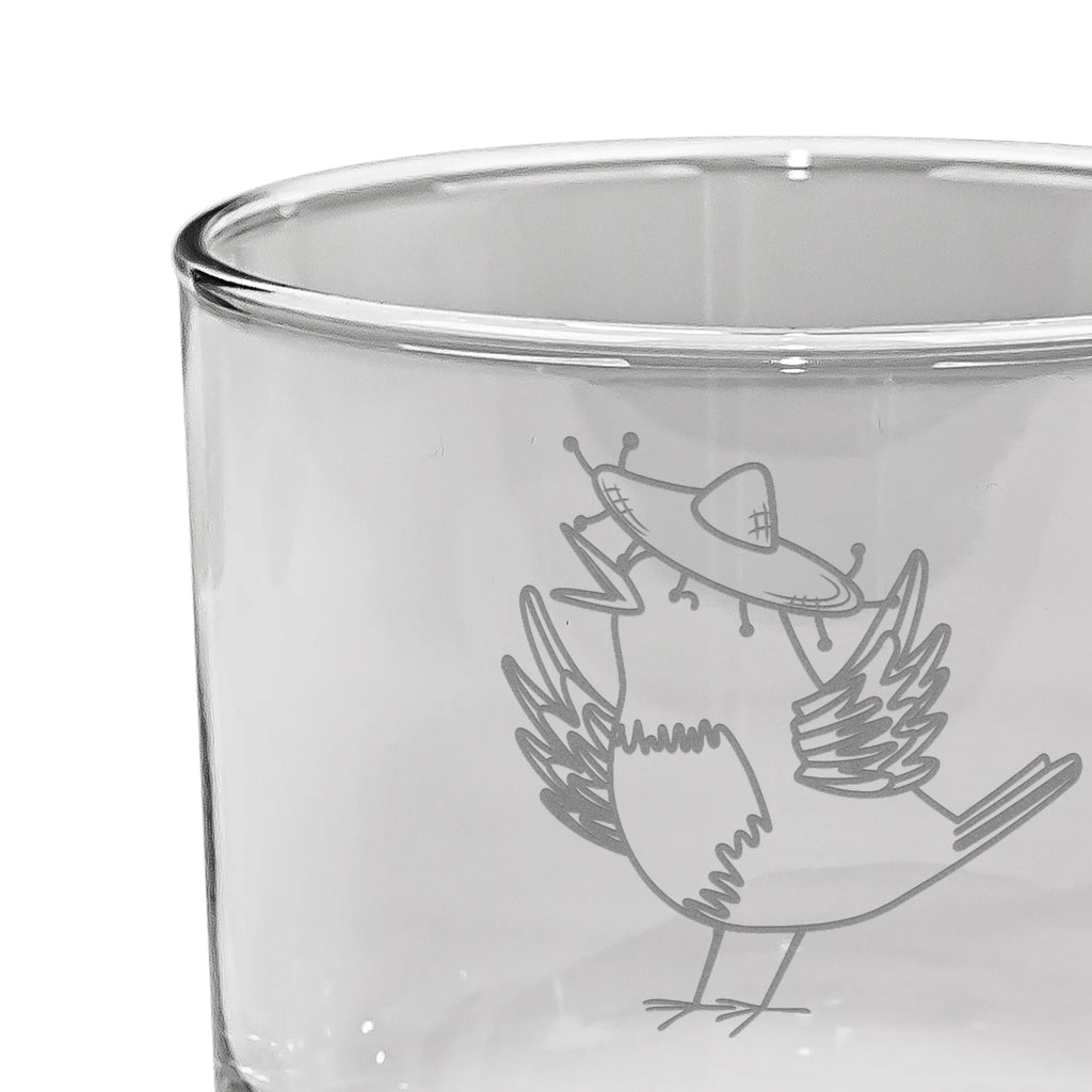 Personalized Whiskey Glass Crow sombrero small animals, cute, funny, cute animal motives, hand drawn, small world, funny sayings, good mood, happy, gifts, gift ideas, special gifts, animal lover, card, Raven, Birds, Motivation, Magpie, Be happy, Bird, Saying positive, Happiness Saying