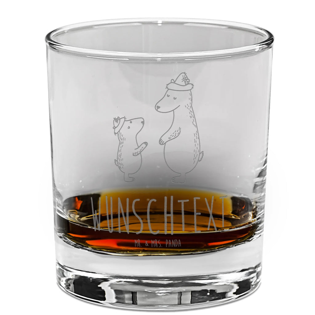 Personalized Whiskey Glass Bears with hats Family, Father's Day, Mother's Day, brother, sister, Mom, Dad, sons, daddy, father-son, family, role model, father's day, children, child, favourite person, bear, son, father, dad