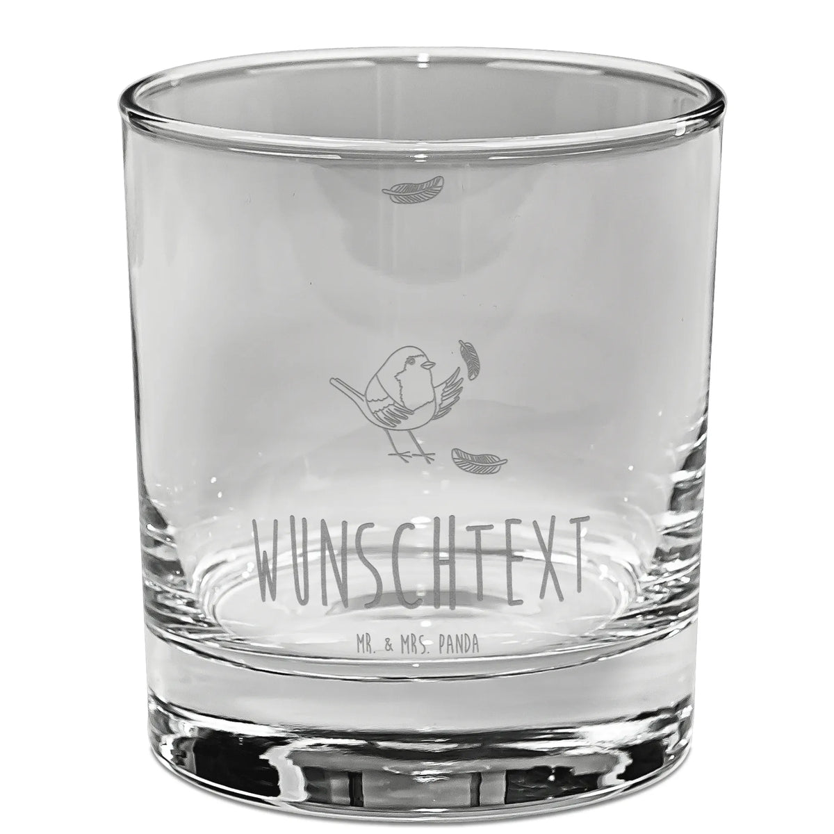 Personalized Whiskey Glass robin feathers card, gift ideas, gifts, small animals, cute, cute animal motives, hand drawn, funny sayings, good mood, special gifts, animal lover, motivation slogans, slogan courage, bird, slogan motivation, motivation pictures, flying, robin