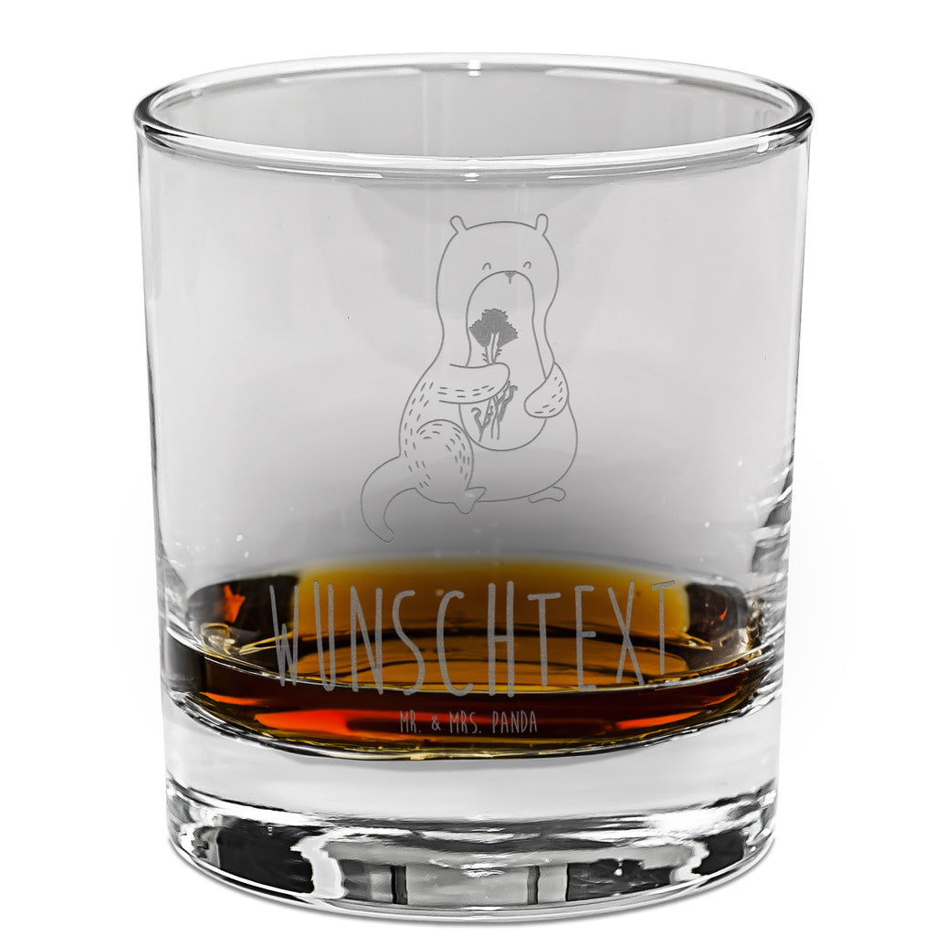 Personalisiertes Whiskey Glas Otter Blumenstrauß Whiskeylgas, Whiskey Glas, Whiskey Glas mit Gravur, Whiskeyglas mit Spruch, Whiskey Glas mit Sprüchen, Otter, Fischotter, Seeotter, Otter Seeotter See Otter