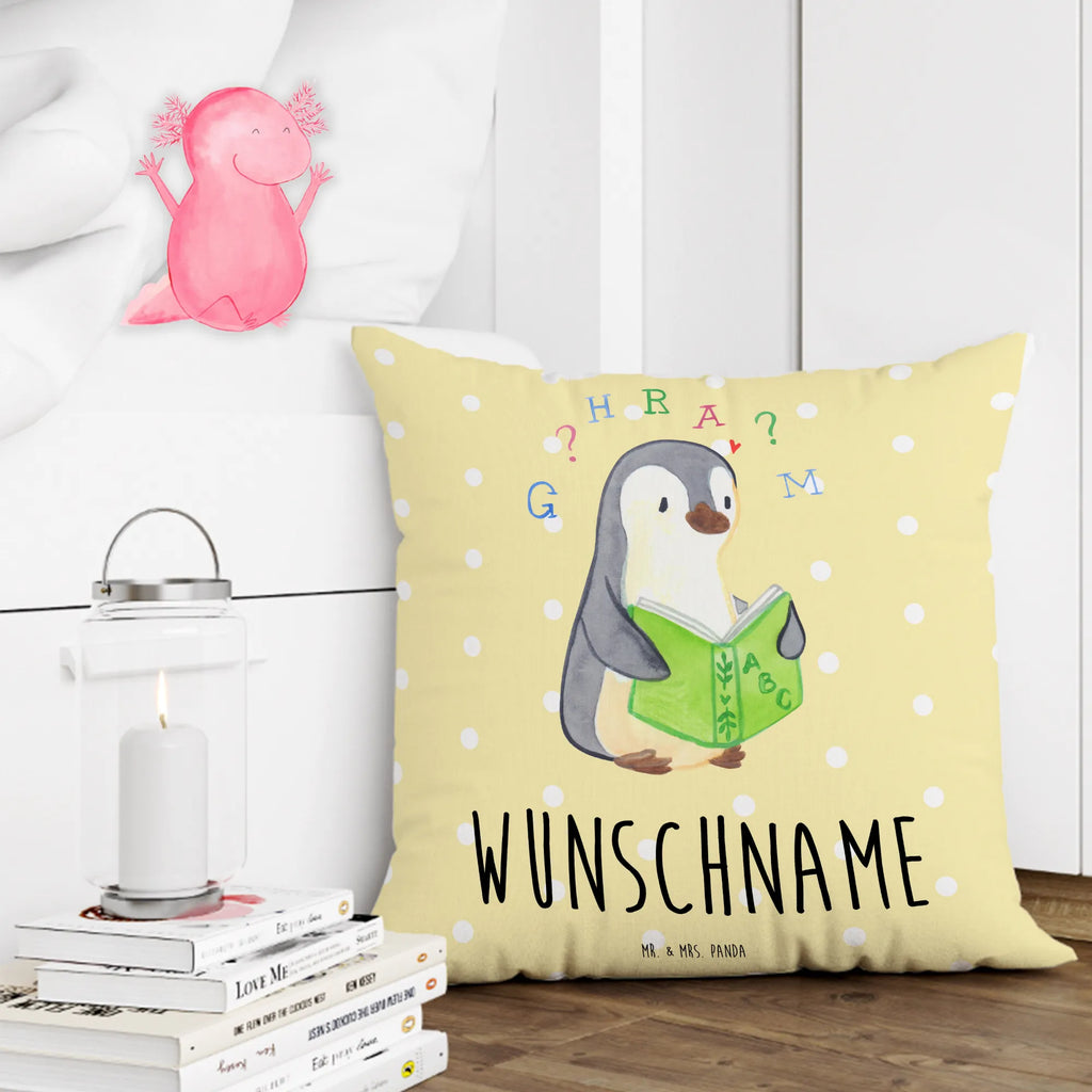 Personalised cushion Penguin Dyslexia Kissen, Kopfkissen, Wunschname, Name, bedrucken, personalisiert, Legasthenie, Pinguin, Lese-Rechtschreibstörung, Rechtschreibstörung