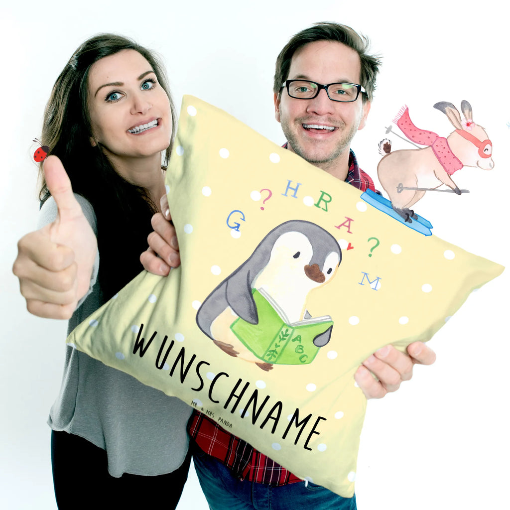 Personalised cushion Penguin Dyslexia Kissen, Kopfkissen, Wunschname, Name, bedrucken, personalisiert, Legasthenie, Pinguin, Lese-Rechtschreibstörung, Rechtschreibstörung