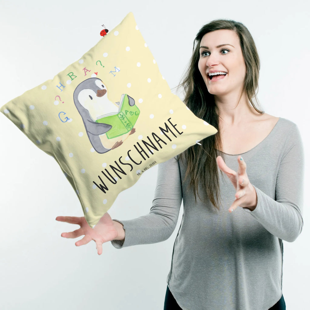 Personalised cushion Penguin Dyslexia Kissen, Kopfkissen, Wunschname, Name, bedrucken, personalisiert, Legasthenie, Pinguin, Lese-Rechtschreibstörung, Rechtschreibstörung