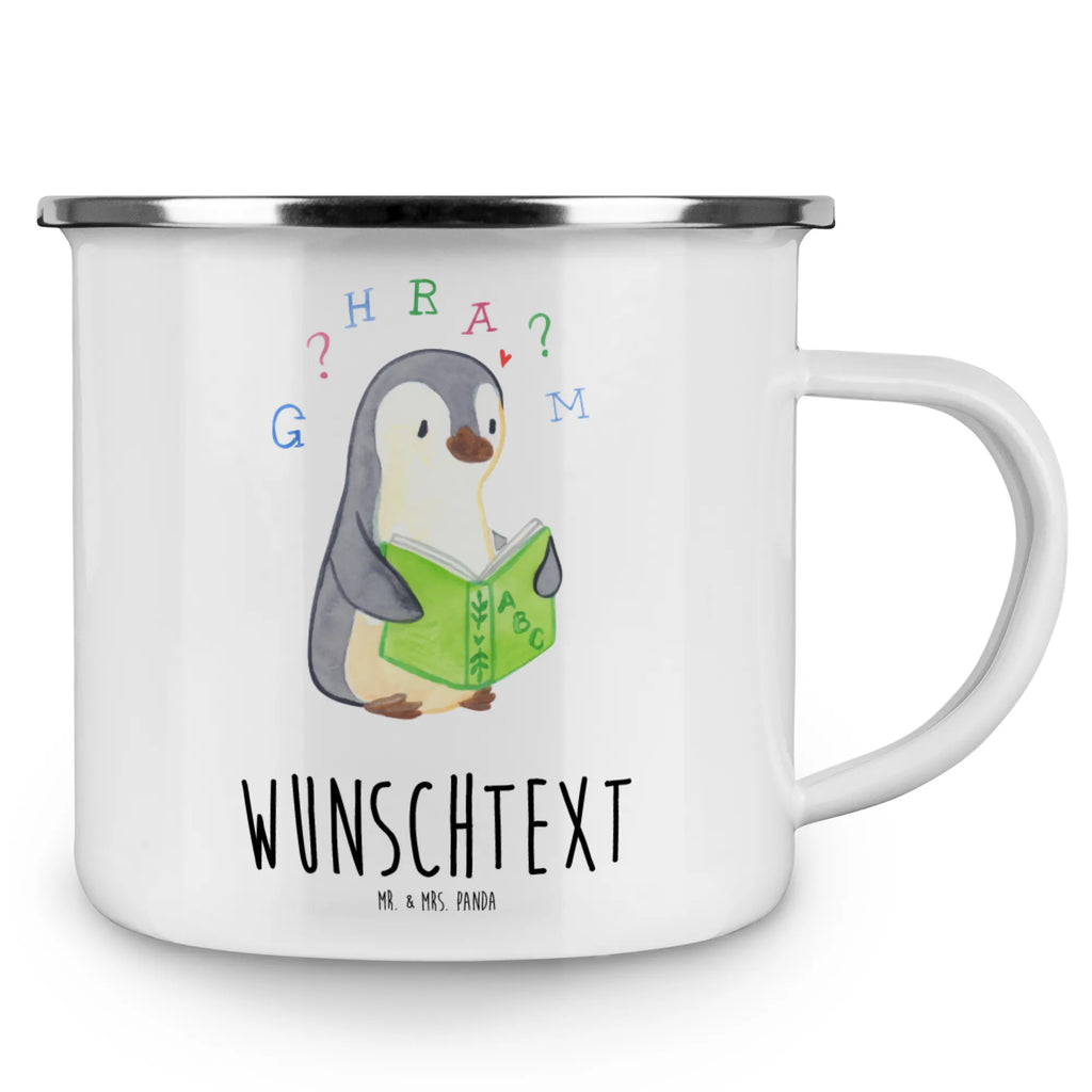 Personalisierte Emaille Tasse Pinguin Legasthenie tasse selbst gestalten, Emaille Tasse mit Namen, Campingtasse bedrucken, personalisierte tassen, tasse bedrucken, personalisierte tasse, Campinggeschirr personalsisert, Campingtasse personalisiert, tasse mit namen, tassen bedrucken, Emaille Tasse personalisiert, Namenstasse, Lese-Rechtschreibstörung, Pinguin, Legasthenie, Rechtschreibstörung