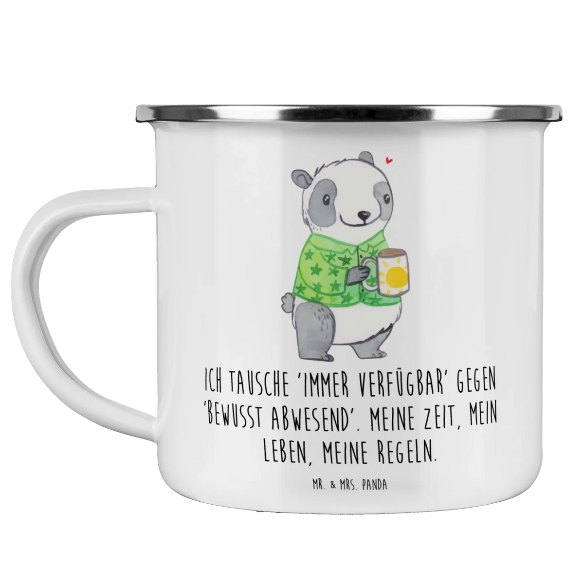 Enamel camping mug Panda Burnout Blechtasse, Emaille Tasse, Outdoor Becher, blechbecher, Motivtasse, Haferl, wandertasse, Pott, Kaffeepott, Emaille Becher, Tasse Emaille, Campingtasse, Teetasse, outdoortasse, Campingbecher, becher emaille, Emailletasse, emaillebecher, Reisebecher, reisetasse, Teebecher, wanderbecher, Outdoor Tasse, metallbecher, Panda, Überlastung, Burnout, Erschöpfung