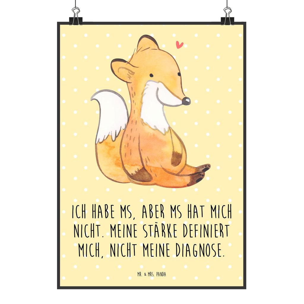 Poster Fox Multiple sclerosis Küchenposter, Kunstdruck, Wanddeko Bild, Bild, Handgemaltes Poster, Wanddeko, Wanddekoration, Kinderposter, Poster, Designposter, Raumdekoration, Posterdruck, Mr. & Mrs. Panda Poster, Wandposter, MS, Schübe, Muskellähmungen, Autoimmunerkrankung, Fuchs, Empfindungsstörungen, Multiple Sklerose