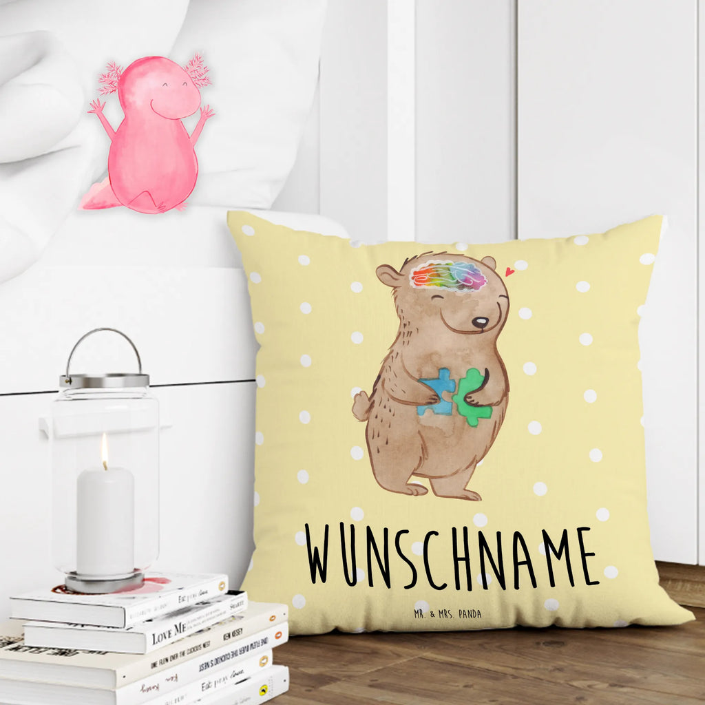 Personalizowana poduszka niedźwiedź Autyzm personalisiert, Kissen, Kopfkissen, bedrucken, Name, Wunschname, Entwicklungsstörungen, Autismus, Bär, Asperger Autismus, Autismus-Spektrum-Störungen, ASS