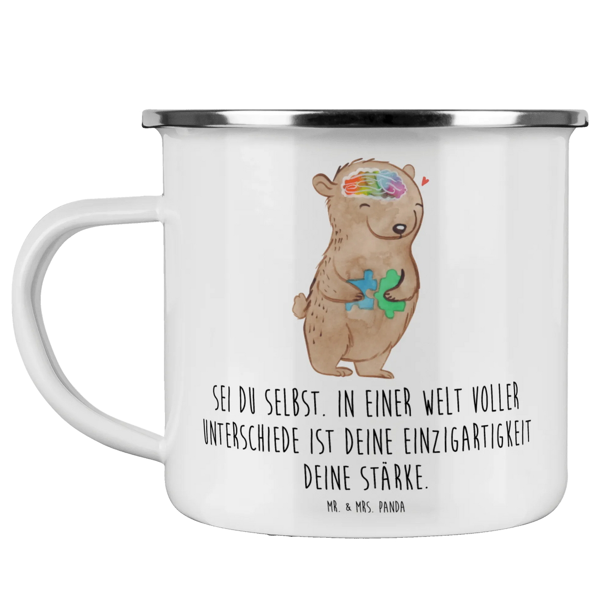 Camping Emaille Tasse Bär Autismus Teebecher, metallbecher, wandertasse, Blechtasse, Tasse Emaille, Kaffeepott, Emaille Becher, Emailletasse, blechbecher, Reisebecher, Haferl, Campingbecher, outdoortasse, Motivtasse, Teetasse, Pott, Emaille Tasse, Campingtasse, Outdoor Tasse, Outdoor Becher, wanderbecher, emaillebecher, becher emaille, reisetasse, Bär, Autismus, Autismus-Spektrum-Störungen, Asperger Autismus, Entwicklungsstörungen, ASS