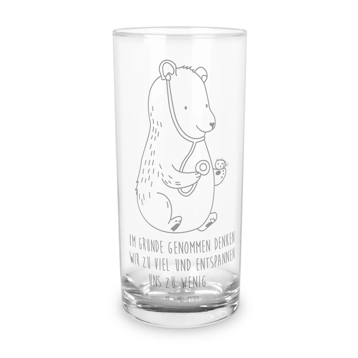 Wasserglas Bär Arzt Geschenk Glas, Longdrinkglas, Alltagsglas, Geschenkglas, Saftglas, Tumbler, Trinkglas, Wasserglas, Glasbecher, Glas, getränkeglas, haushaltsglas, Trinkbecher Glas, Cocktailglas, küchenglas, tischglas, Partyglas, Wasserbecher, Panda Glas, Teddy, Bär, Teddybär, Doktor, Professor, Professorin, Ärztin, Arzt, Doktorin